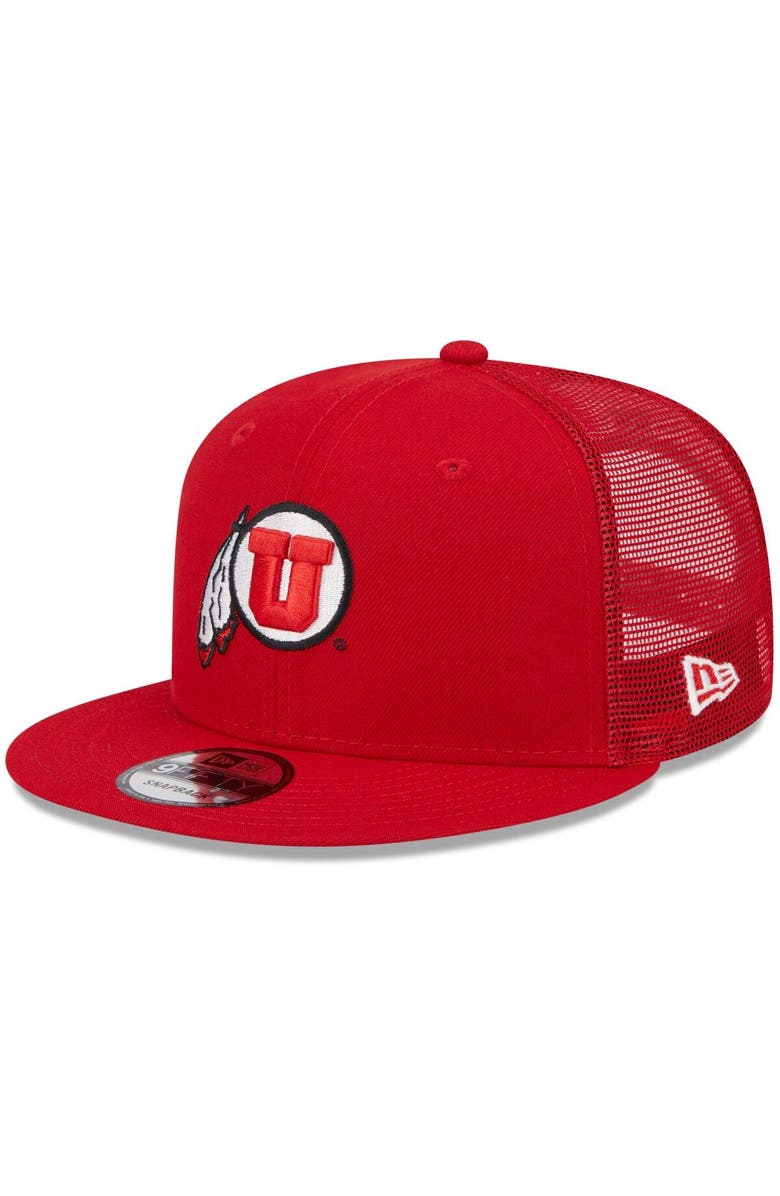 New Era Men's New Era Red Utah Utes Classic 9FIFTY Trucker Snapback Hat, Main, color, 