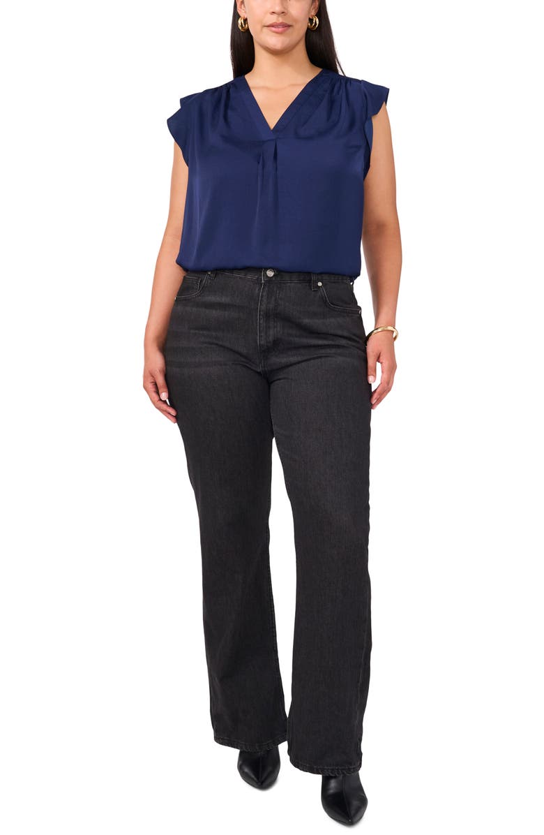 Vince Camuto Ruffle Shoulder Sleeveless Blouse, Alternate, color, Classic Navy