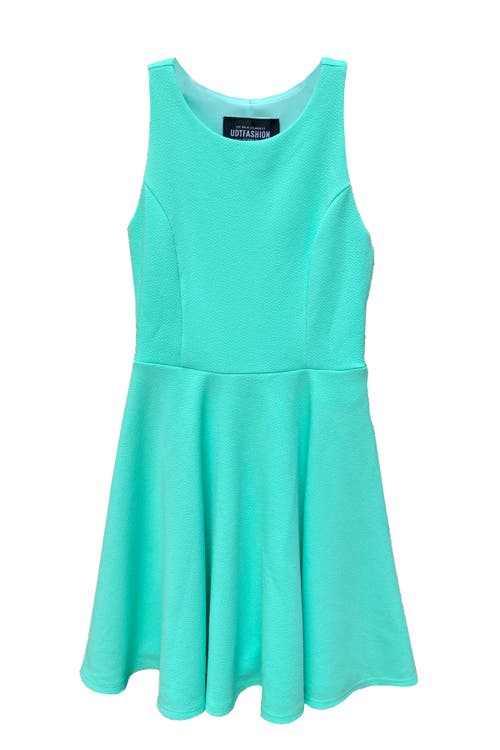 Un Deux Trois Kids' Textured Racerback Fit & Flare Dress In Blue