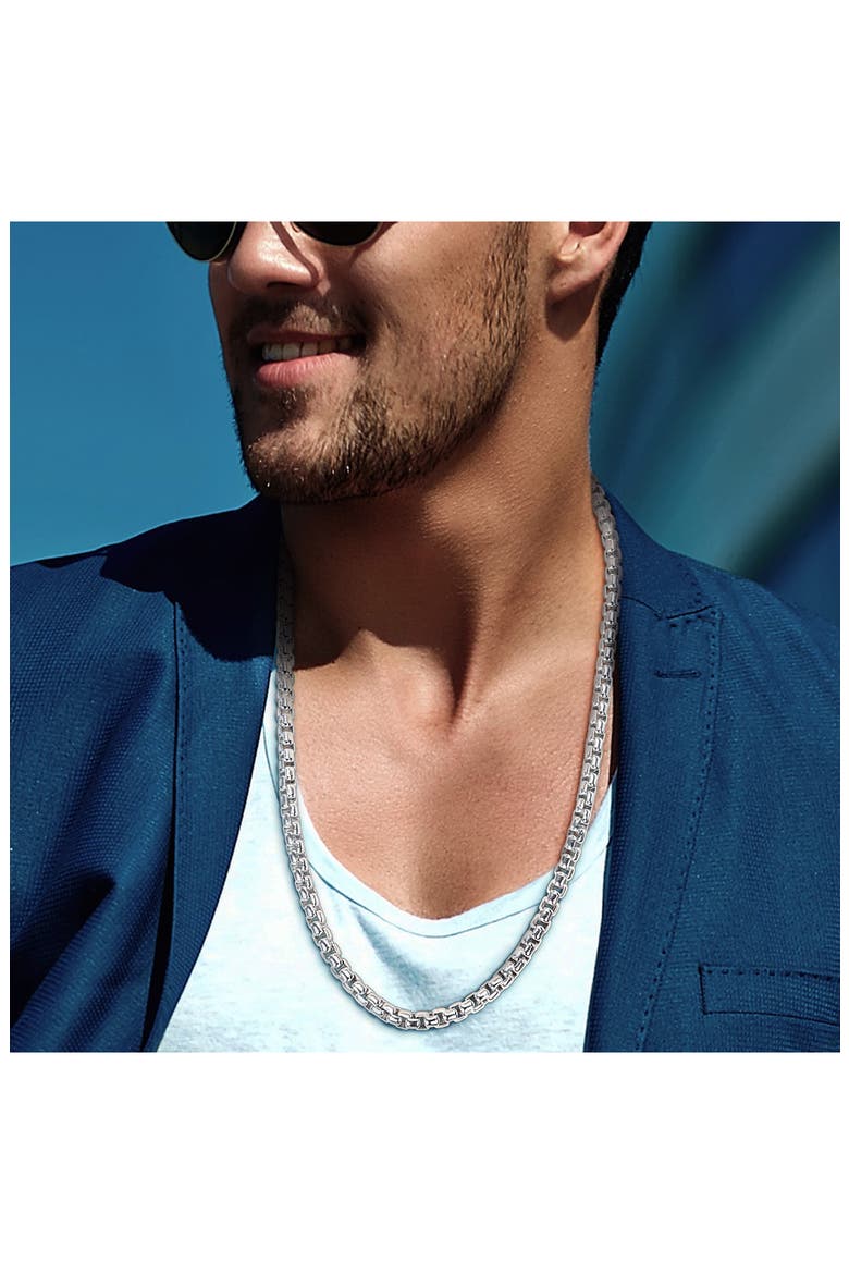 Sterling Silver Box Link Chain Necklace, Alternate, color, SILVER