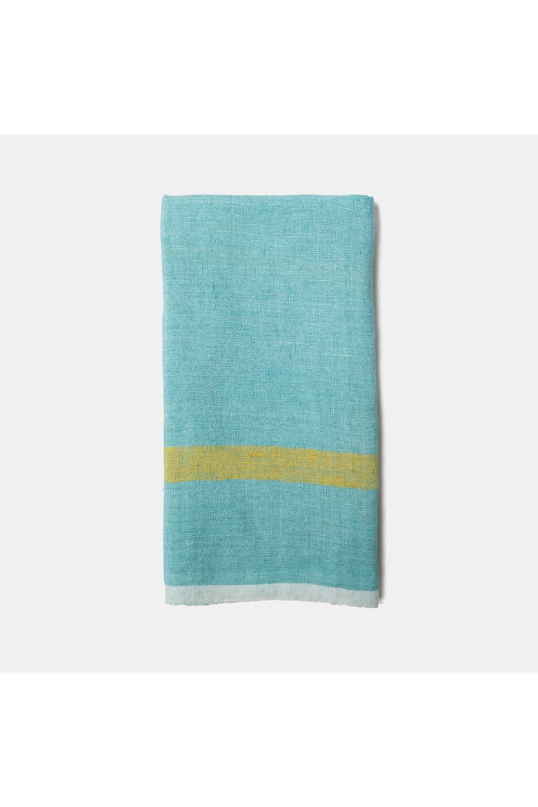 Laundered Linen Towels  - Set of 2, Alternate, color, Aqua/Lime 20" x 30"