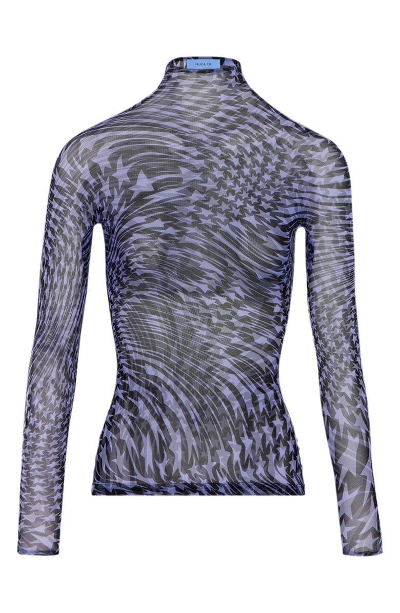 MUGLER Icon Star Print Mesh Top, Main, color, 