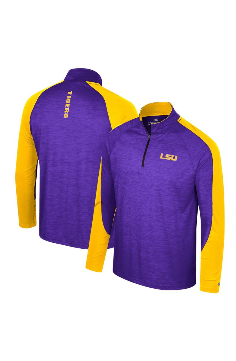 COLOSSEUM Men's Colosseum Purple LSU Tigers Langmore Raglan Quarter-Zip Top, Main, color,