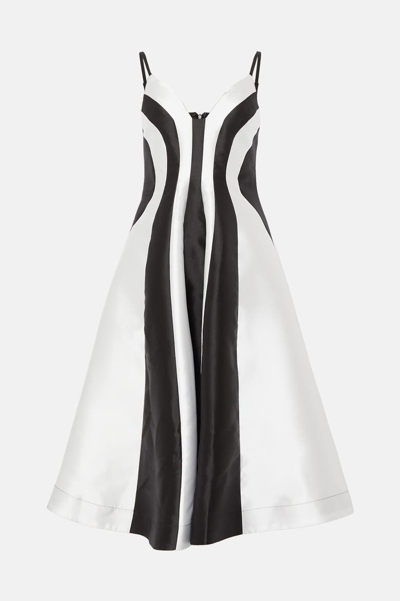 Contrast Panel Midi Dress, Alternate, color, Mono