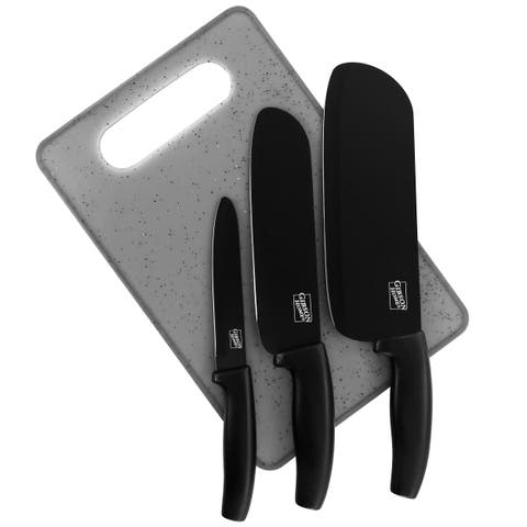 Edge Craft 4 Piece Nonstick Stainless Steel Cutlery Set with Cutting Board