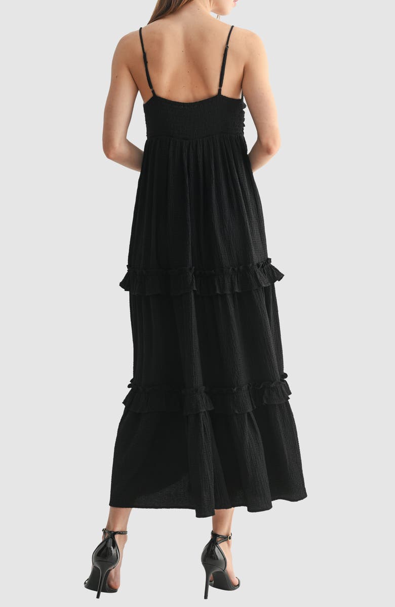 Lush Empire Waist Ruffled Maxi Slipdress, Alternate, color, Black