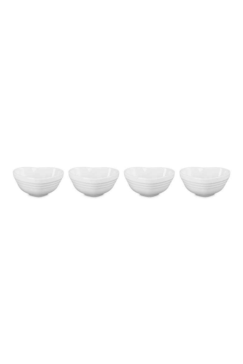 Set of 4 Stoneware Mini Heart Pinch Bowls, Main, color, WHITE