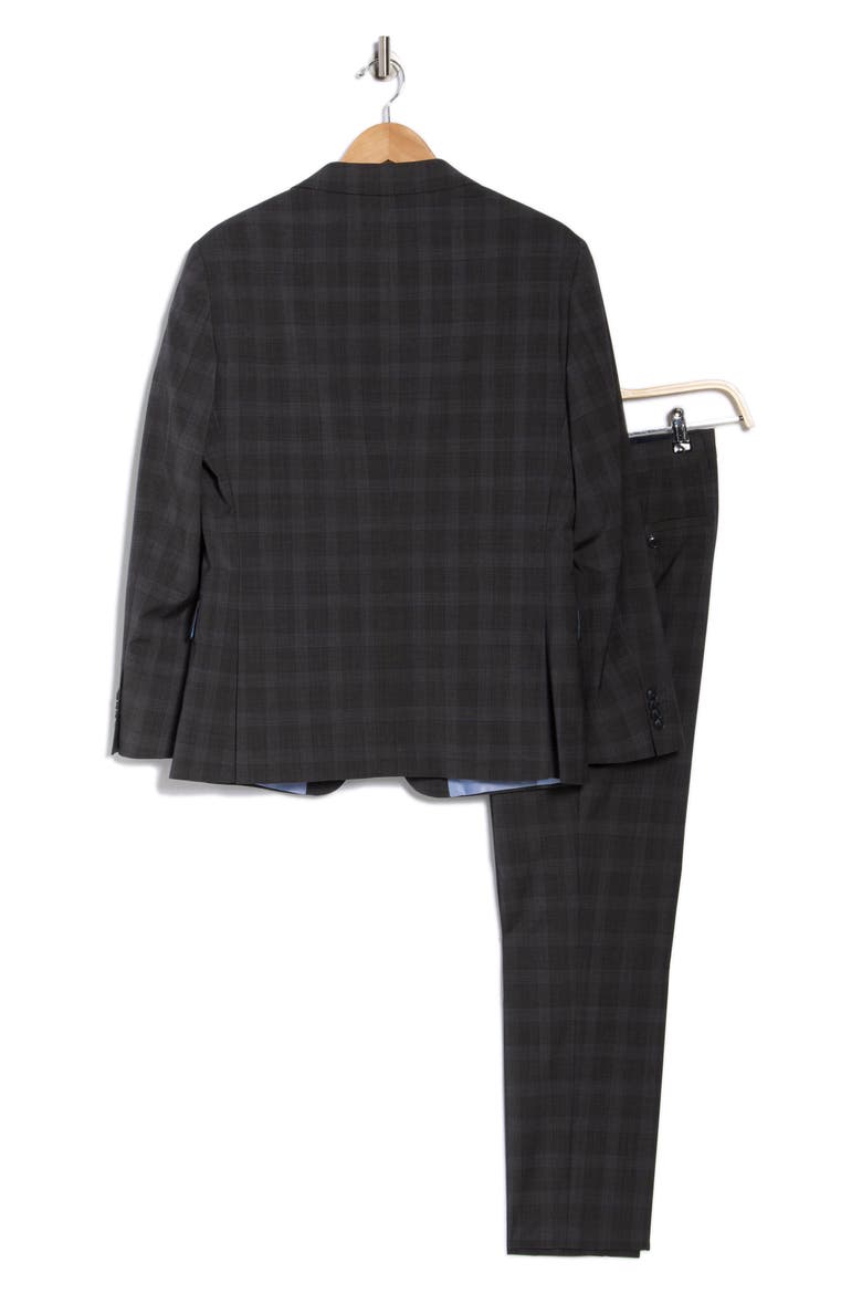 Grey Plaid Notch Lapel Wool Blend Suit, Alternate, color, GREY/ BLUE