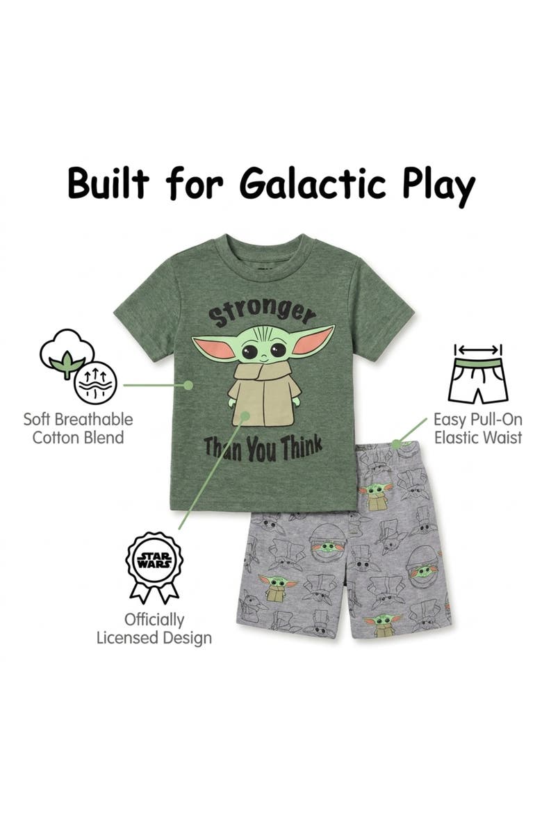 2-Piece T-Shirt and Shorts Set, Alternate, color, Grogu Green Grey