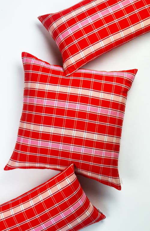 Archive New York Handwoven Holly Cotton Throw Pillow In Red