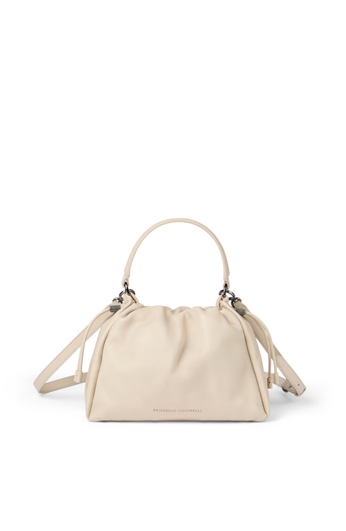 Brunello Cucinelli Small Soft Leather Mellow Bucket Bag In White
