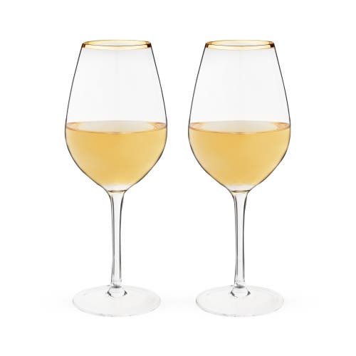 Twine Gilded Stemmed Wine Glasses Set Of 2 In Gold