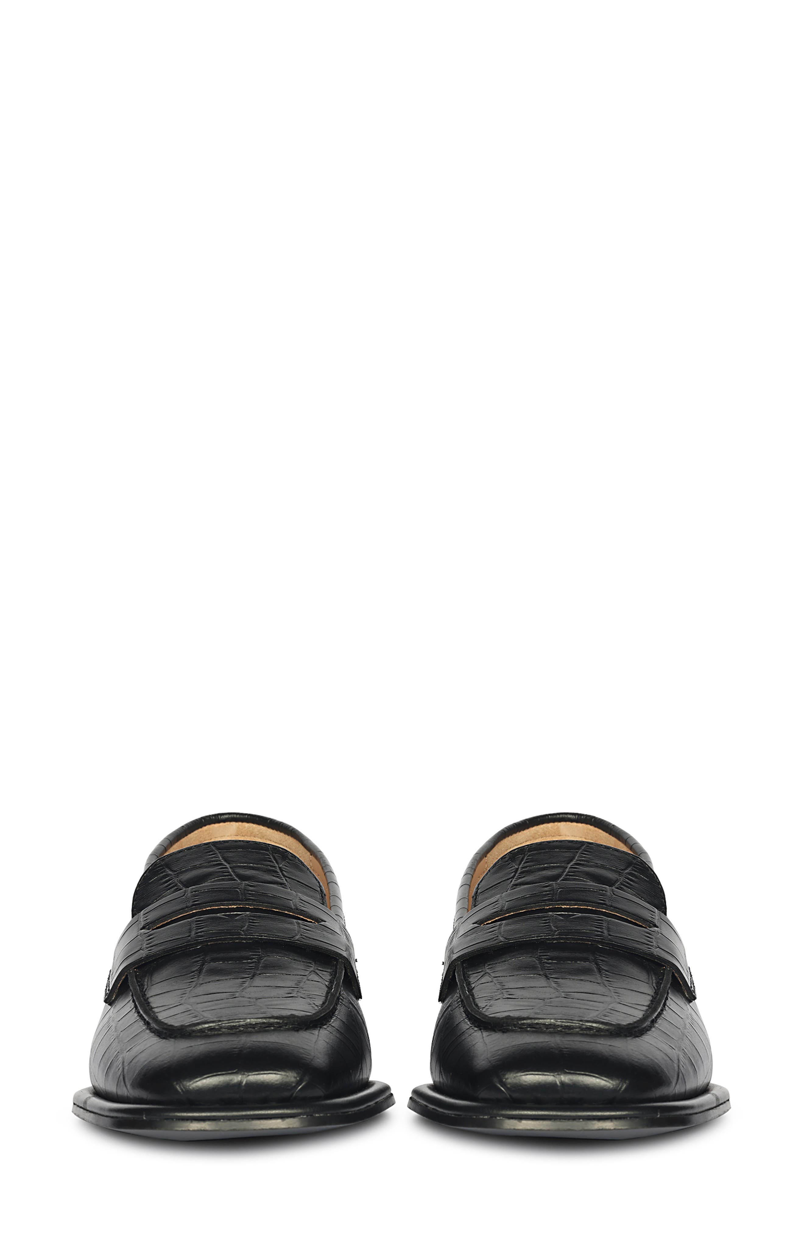 SAINT G Carla Croc Embossed Loafer, Alternate, color, Black