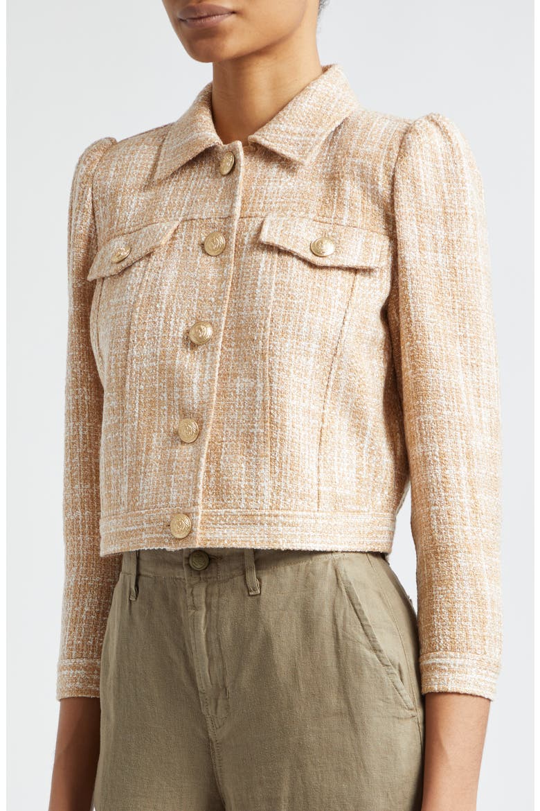 Kasey Tweed Crop Jacket, Alternate, color, BONE MULTI