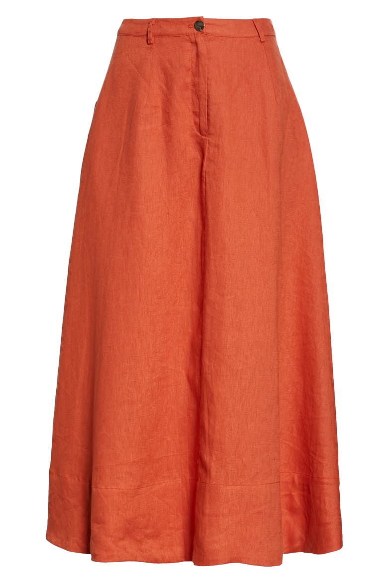 Cybele Linen Skirt, Alternate, color, BURNT OCHRE