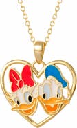 Disney Donald and Daisy Duck Heart Necklace 18" Official License, Sterling Silver