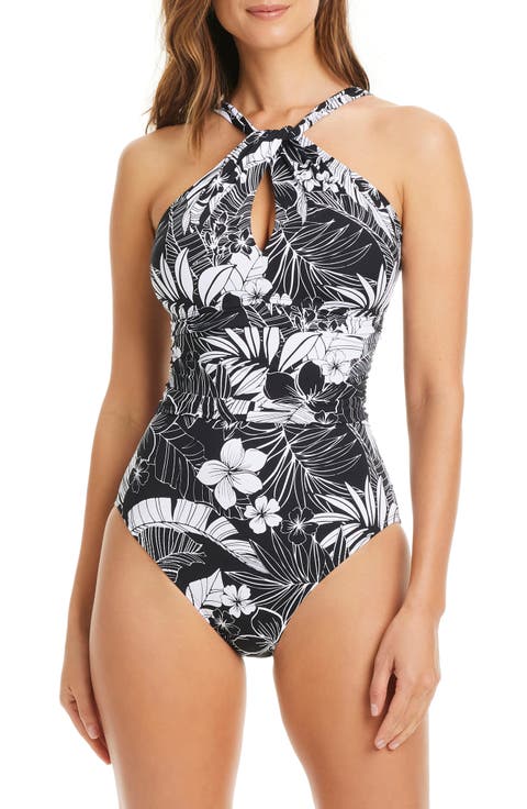 Mio High Neck One-Piece Swimsuit