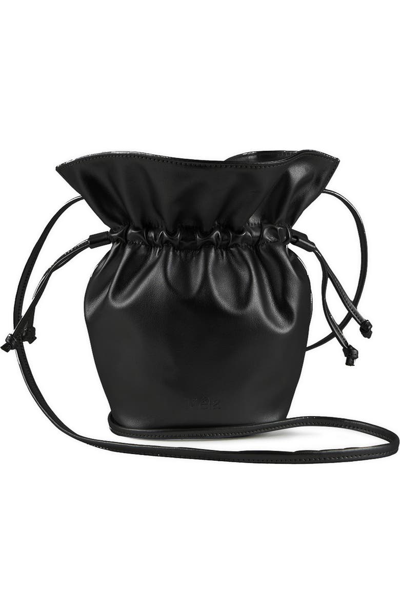 Mela Vegan Leather Bucket Bag, Main, color, Black
