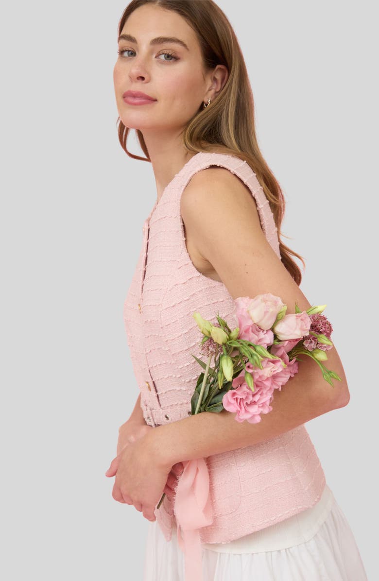 ZOE AND CLAIRE Belted Tweed Vest, Alternate, color, Pink