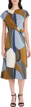 Maggy London Printed Cap Sleeve Midi Dress