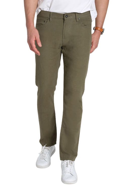 Straight Leg Linen Blend 5-Pocket Pants