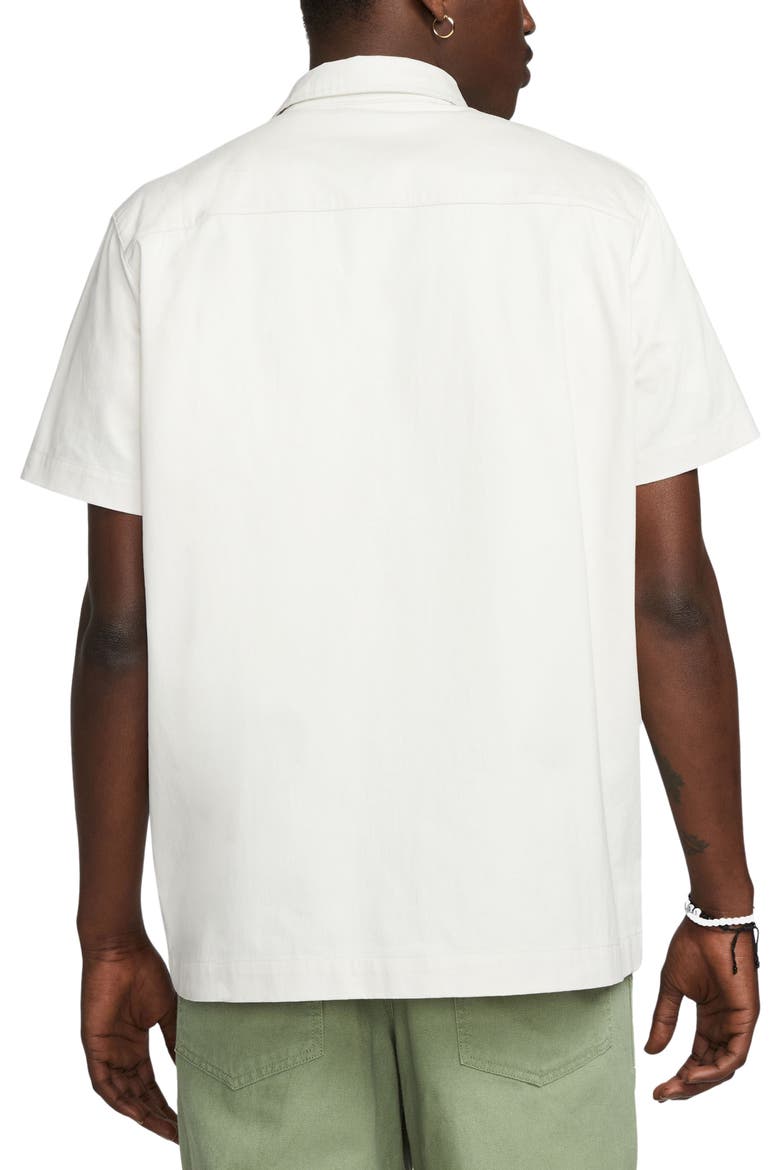 Woven Military Short-Sleeve Button-Down Shirt, Alternate, color, PHANTOM/ BLACK
