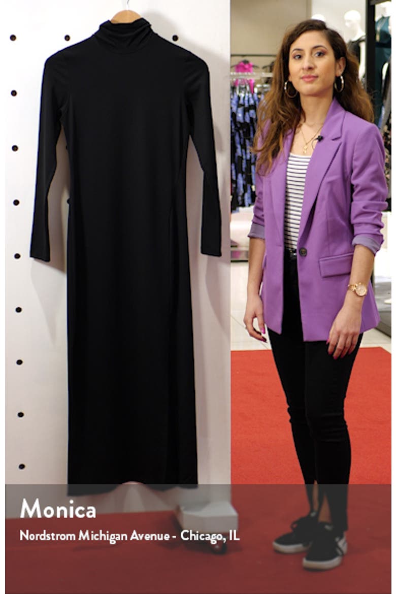 Long Sleeve Turtleneck Slit Midi Dress video