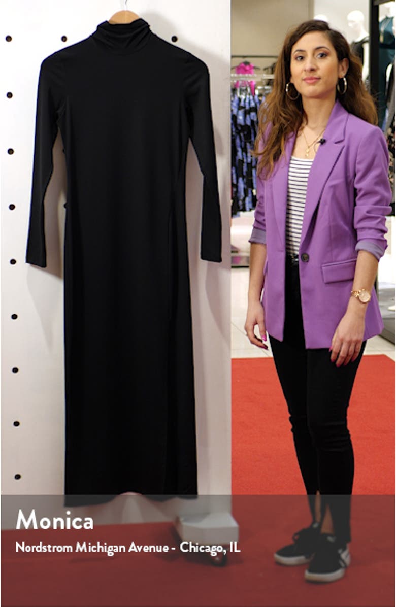 Long Sleeve Turtleneck Slit Midi Dress, sales video thumbnail