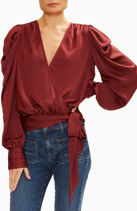 Pauline Satin Wrap Front Blouse