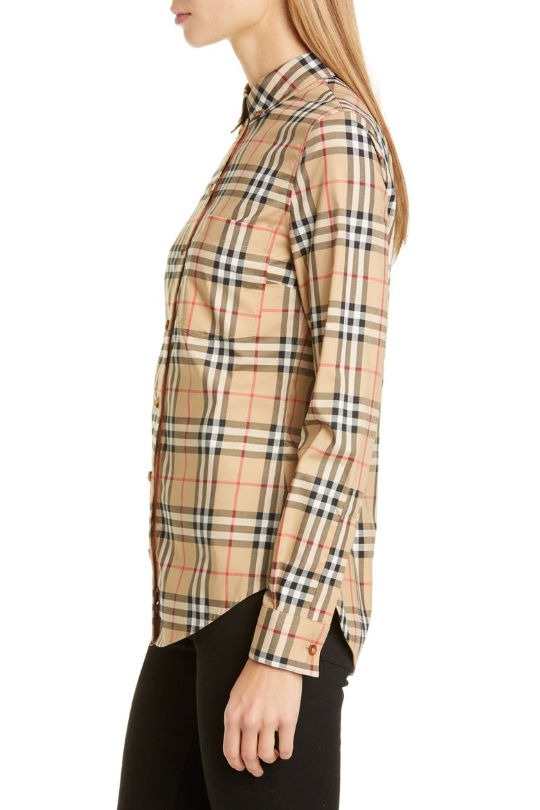 Lapwing Vintage Check Stretch Cotton Shirt, Alternate, color, ARCHIVE BEIGE IP CHK