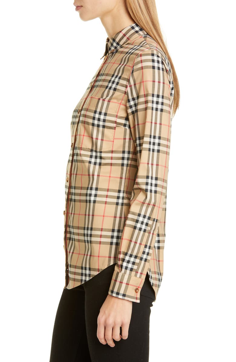 Burberry Lapwing Vintage Check Stretch Cotton Shirt, Alternate, color, 