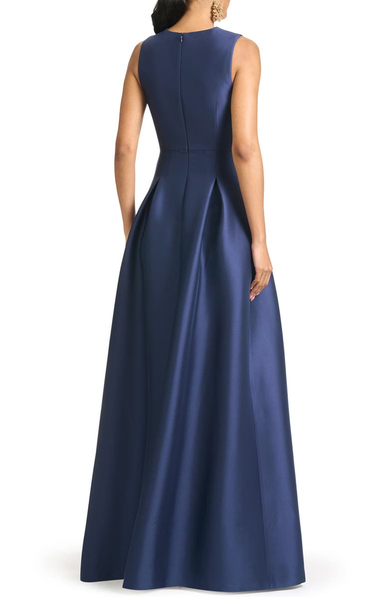 Sachin & Babi Embroidered Floral Sleeveless Mikado Gown, Alternate, color, Washed Indigo