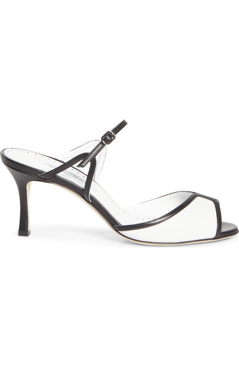 Manolo Blahnik Versari Slide Sandal, Alternate, color, White/ Black