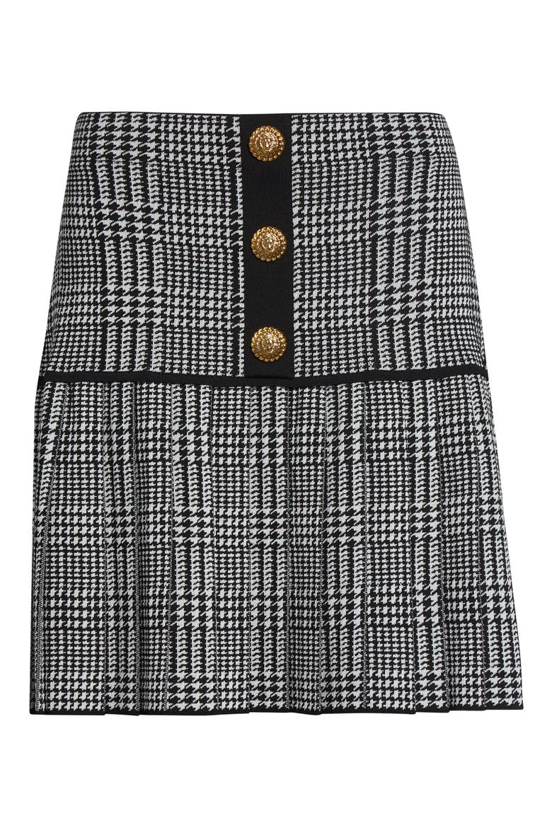 Prince of Wales Jacquard Skirt, Alternate, color, BLACK/ NATURAL