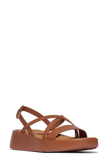 Fitflop F-mode Slingback Platform Wedge Slide Sandal In Brown