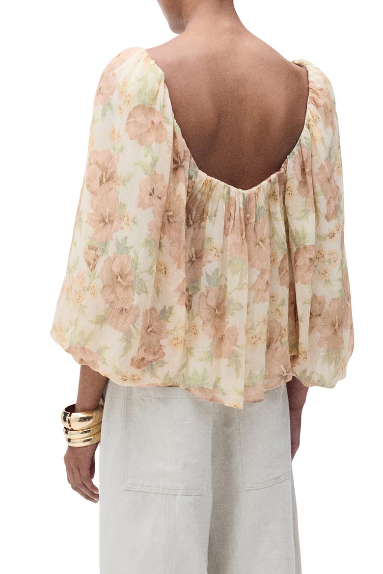 Open Back Puff Sleeve Chiffon Top, Alternate, color, ECRU