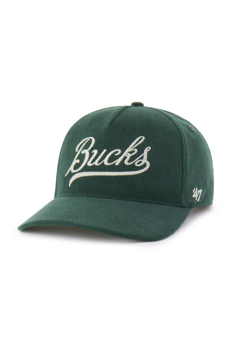 Men's '47 Hunter Green Milwaukee Bucks Golden Age Relaxed Corduroy Hitch Adjustable Hat, Alternate, color, Hunter Green