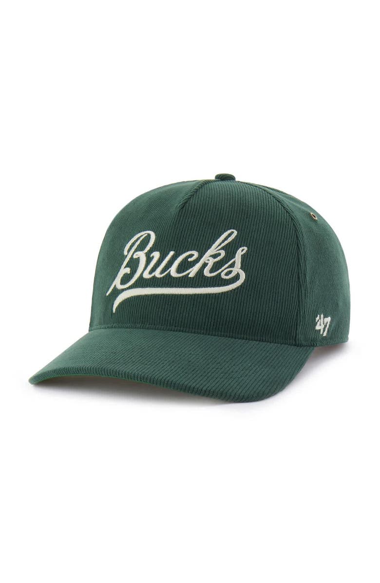 '47 Men's '47 Hunter Green Milwaukee Bucks Golden Age Relaxed Corduroy Hitch Adjustable Hat, Alternate, color, Hunter Green