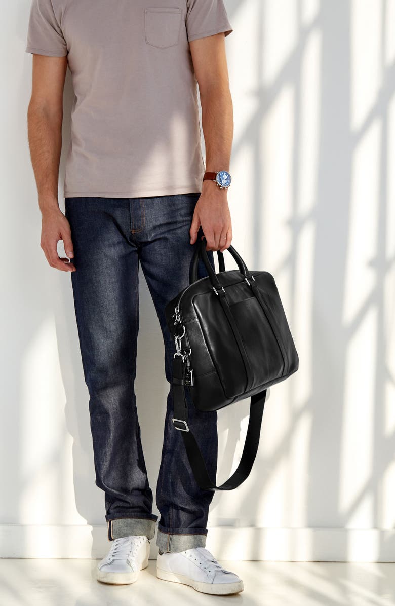 Shinola Signature Leather Slim Briefcase, Alternate, color,