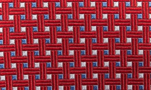 David Donahue Neat Basket Weave Silk Tie In Red