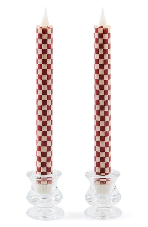 Set of 2 Cherry Check Flameless Dinner Candles