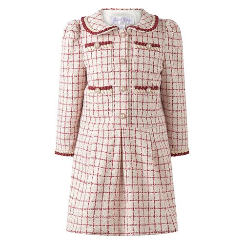 Rachel Riley Check Tweed Dress In Neutral
