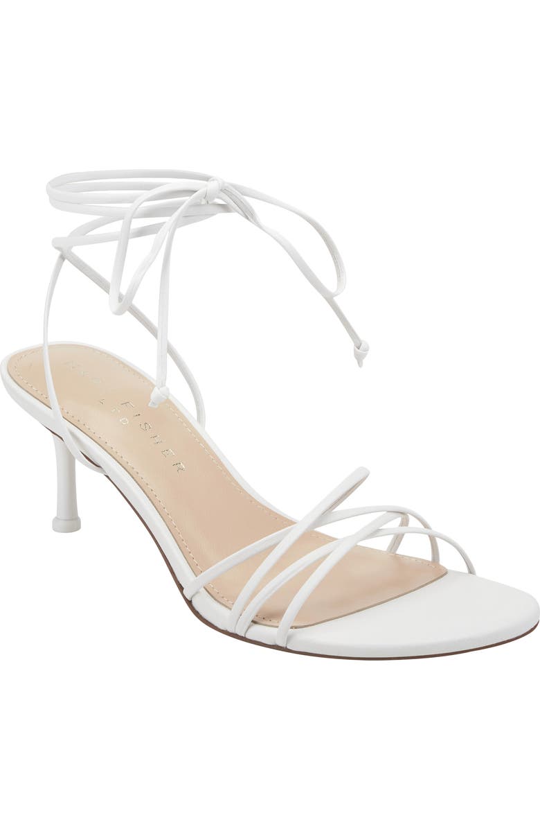Marc Fisher Gineva Ankle Wrap Kitten Heel Sandal, Main, color, White