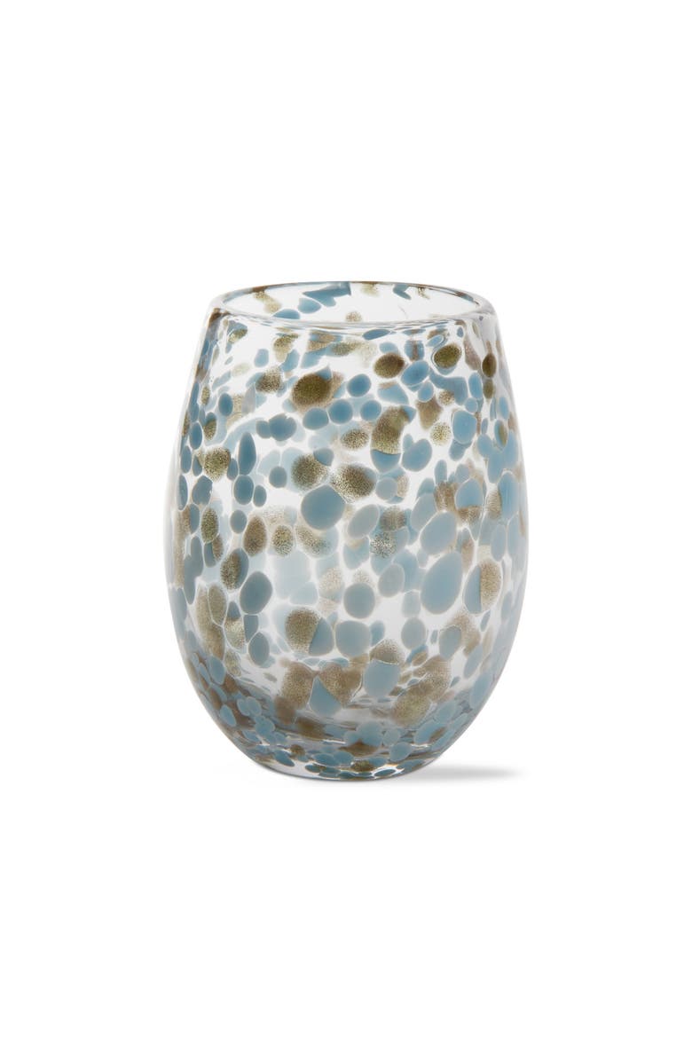 tag Aqua Blue Confetti Glass Stemless Drinkware Set of 6, Alternate, color, Blue