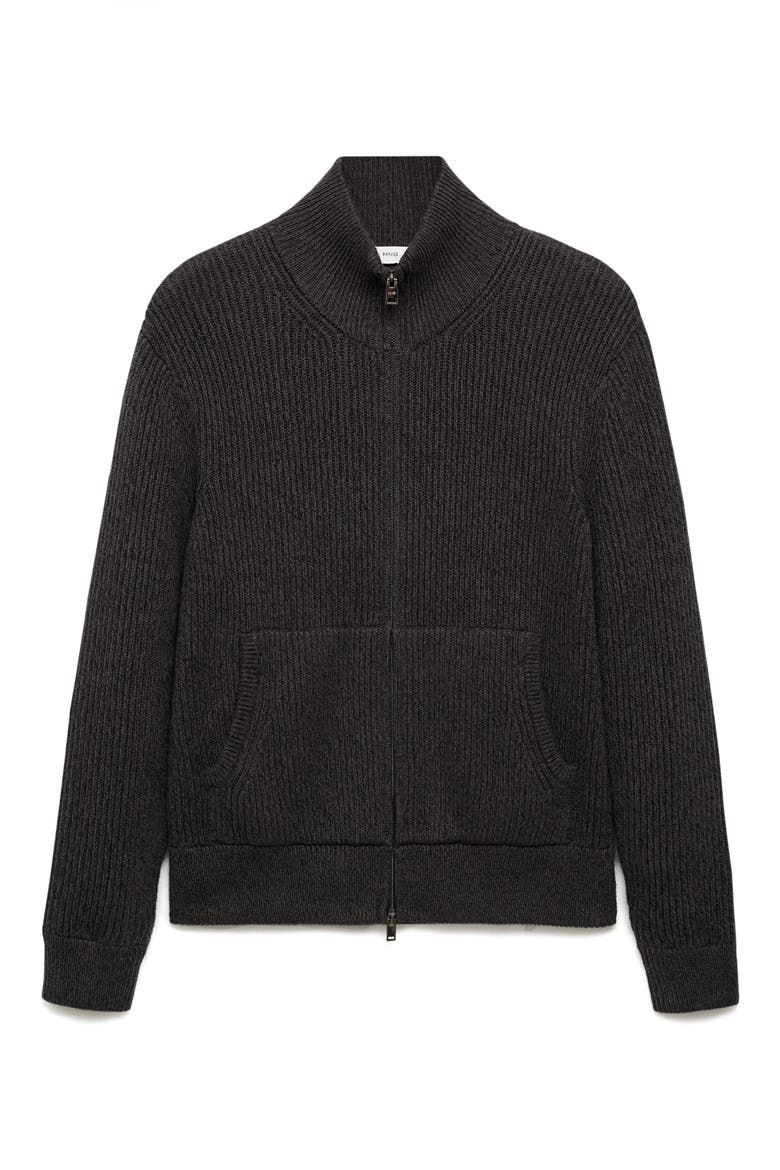 Rib Zip Cardigan, Main, color, CHARCOAL