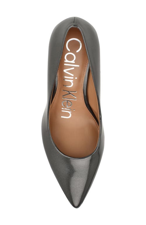 Calvin Klein Gayle Pointed Toe Pump In Pewter Patent