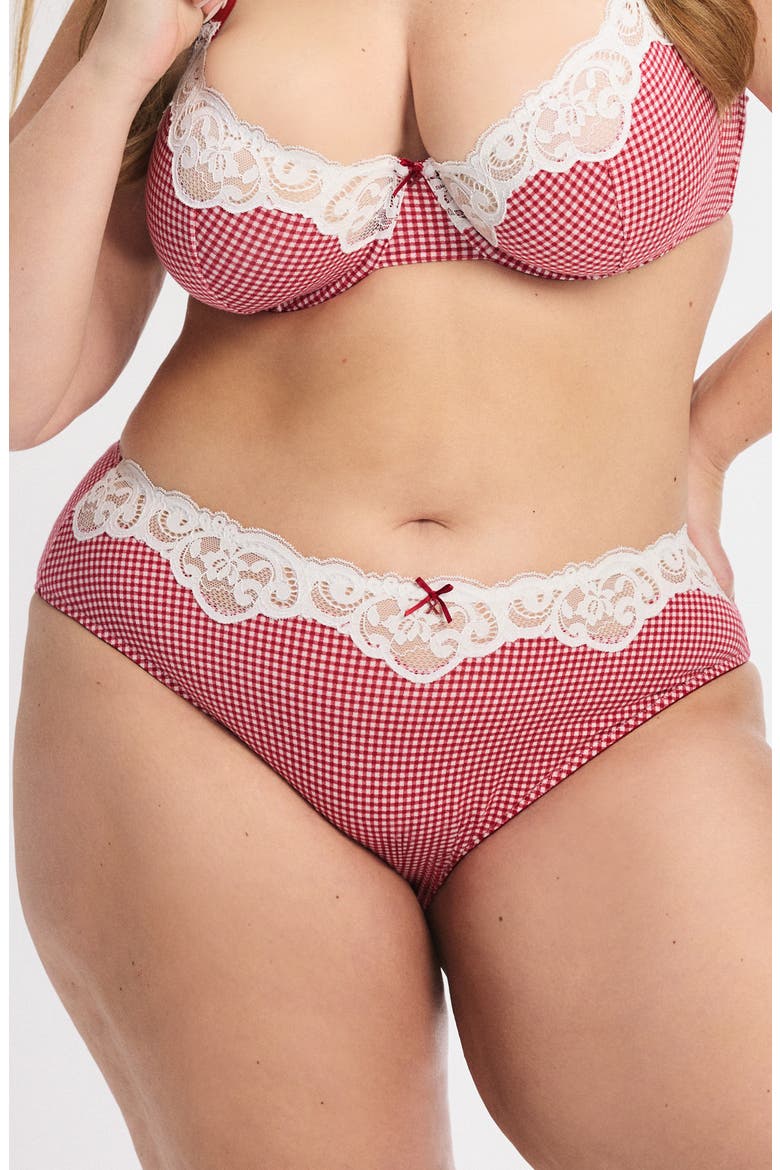 Swirly Girly Hipster Briefs, Main, color, DAPPER RED CHECK EFFECT PRINT
