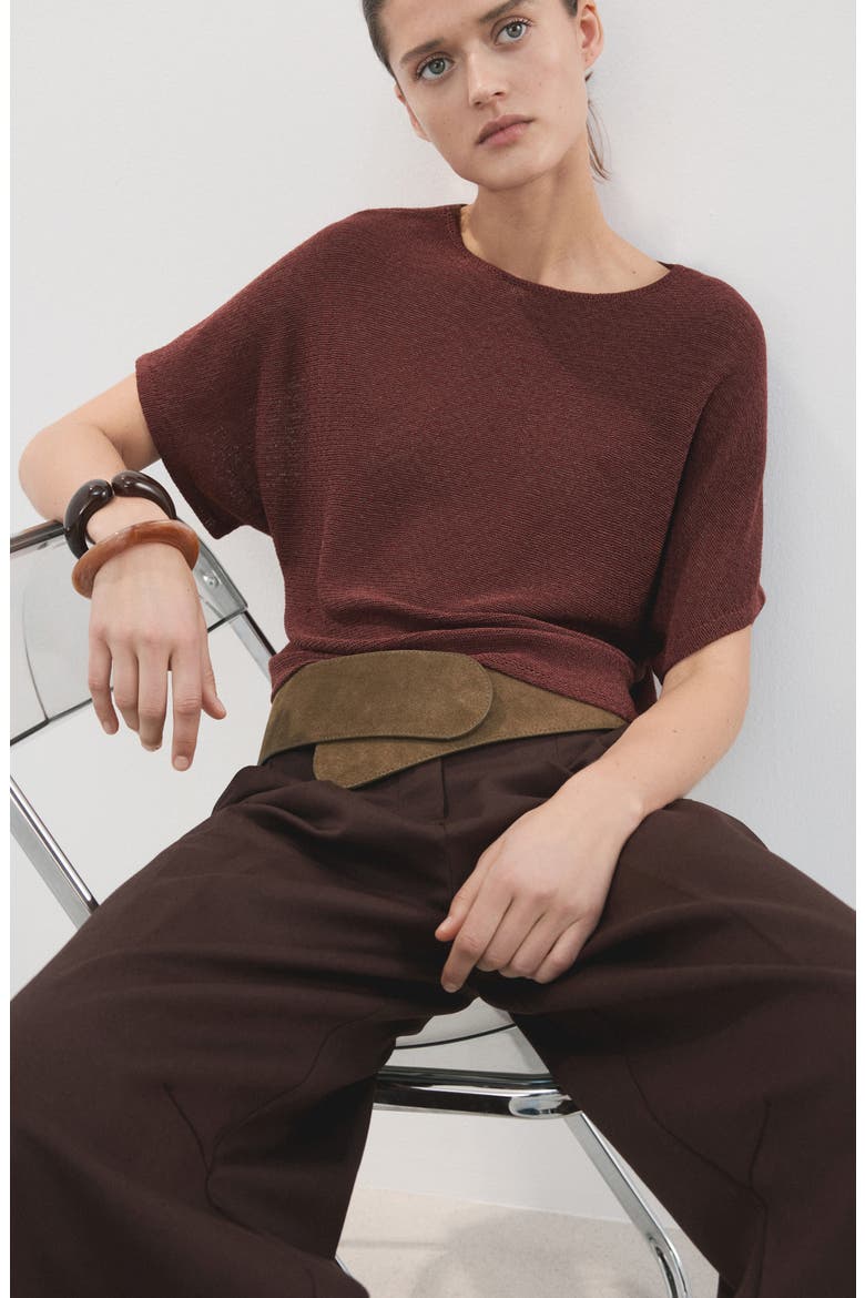 Short Sleeve Sweater, Alternate, color, BURNT ORANGE