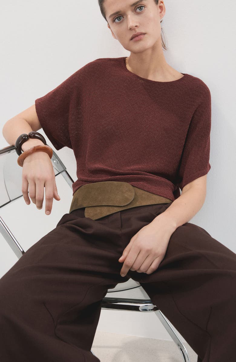 MANGO Short Sleeve Sweater, Alternate, color, 