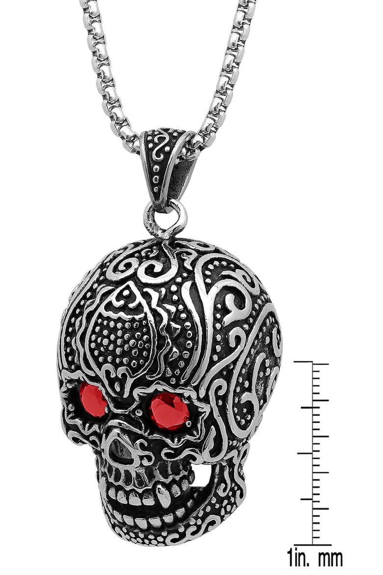Men's Stainless Steel Skull Pendant Necklace, Alternate, color, SILVER